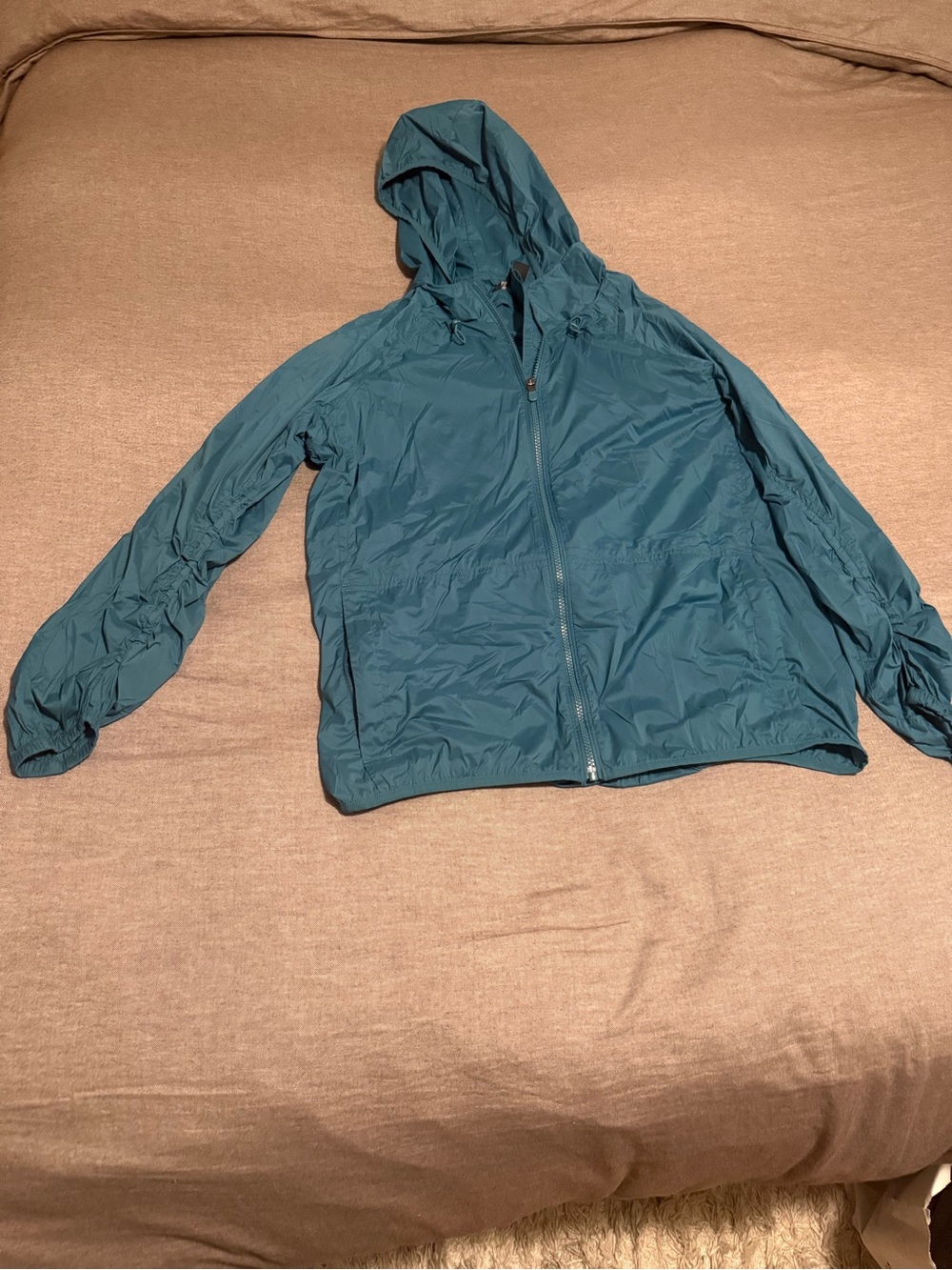 Athleta Teal Packable Hooded Shell